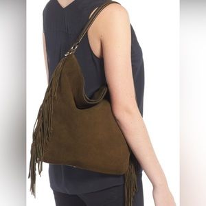 Rebecca Minkhoff Boho 
Clark Fringe Suede Hobo Bag, Olive